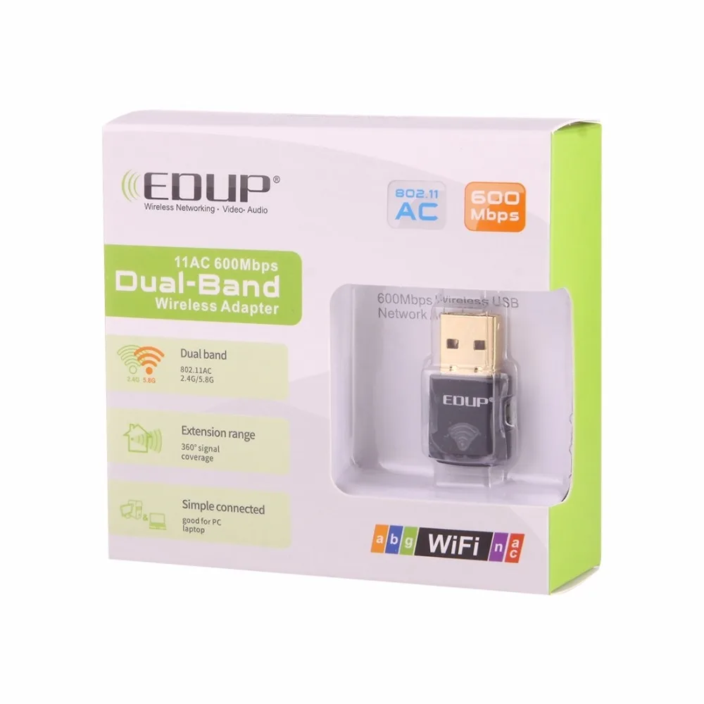 EDUP EP-AC1619 Mini Wireless USB 600 Мбит/с 2 4 ГГц/5 8 ГГц 150 м + 433 Двухдиапазонная сетевая карта Wi-Fi