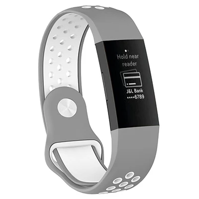 YUEDAER ремешок на запястье для Fitbit Charge 3 Band двойной цвет силиконовый браслет для Fitbit Charge 3 Charge3 ремни спортивный ремешок для часов - Цвет: Gray white