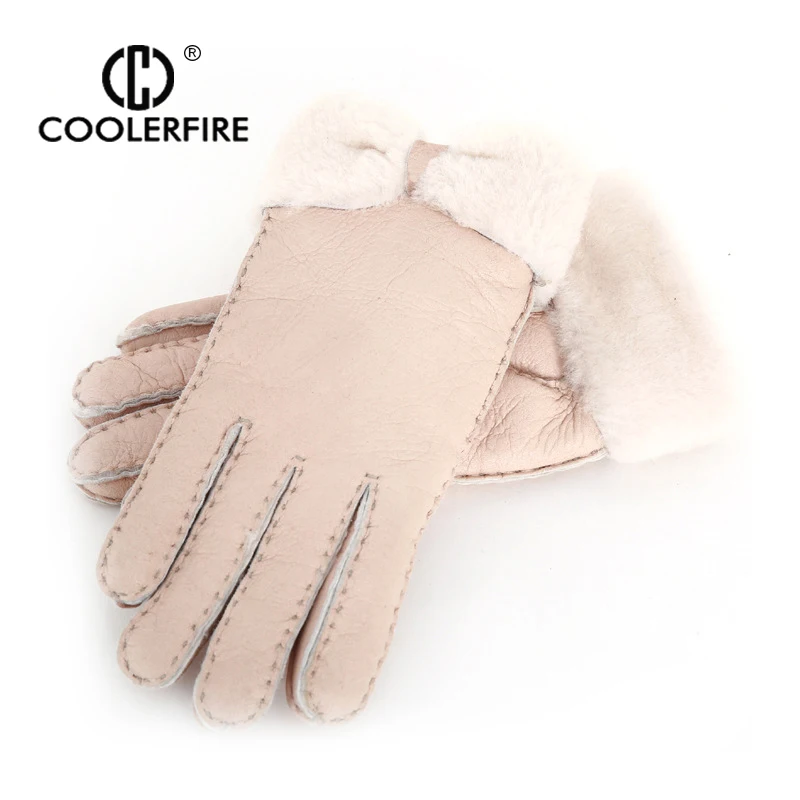 COOLERFIRE для женщин Glores шерсть натуральная кожа овчины Glores Lorely теплые женские зимние варежки GAL001
