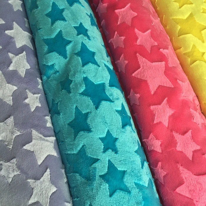 Звезды тиснением Минки флисовая ткань 1 метр микро норки DIY сшить одеяло игрушка ткань