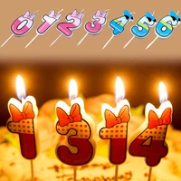 sale 1pc 0 9 numbers blue pink bowknot happy birthday candles funny cake supplies kids age glims anniversary party decoration