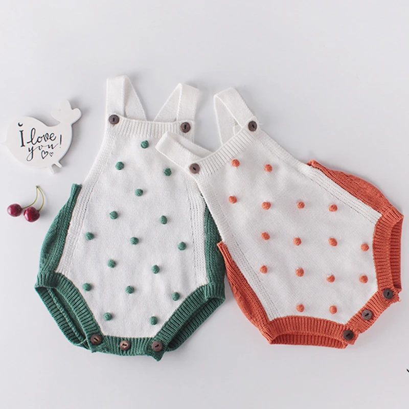 

Knitted Baby Clothes Newborn Baby Romper For Girl 100% Cotton Pompom Baby Girl Boy Romper Infant Baby Jumpsuit For Girl Overall