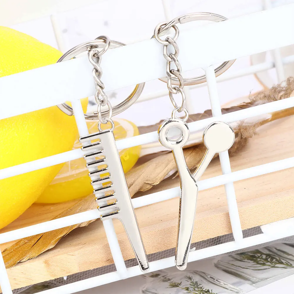 2pcs Scissors and Comb Key Ring Car Keyfob Couples Romantic Keychain Lover Gift Interior Accessories | Автомобили и мотоциклы