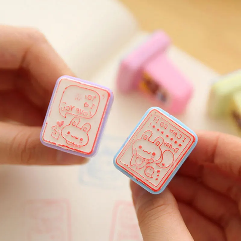 4 штампа + 1 чернильный коврик милый Медведь Кролик Сделай Сам пластиковые