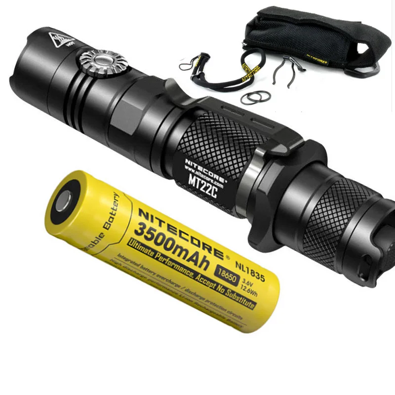 NITECORE MT22C +18650 rechargeable battery Rotary Switch 1000 LMs Flashlight Search Rescue Portable Diecast Torch Free Shipping | Освещение