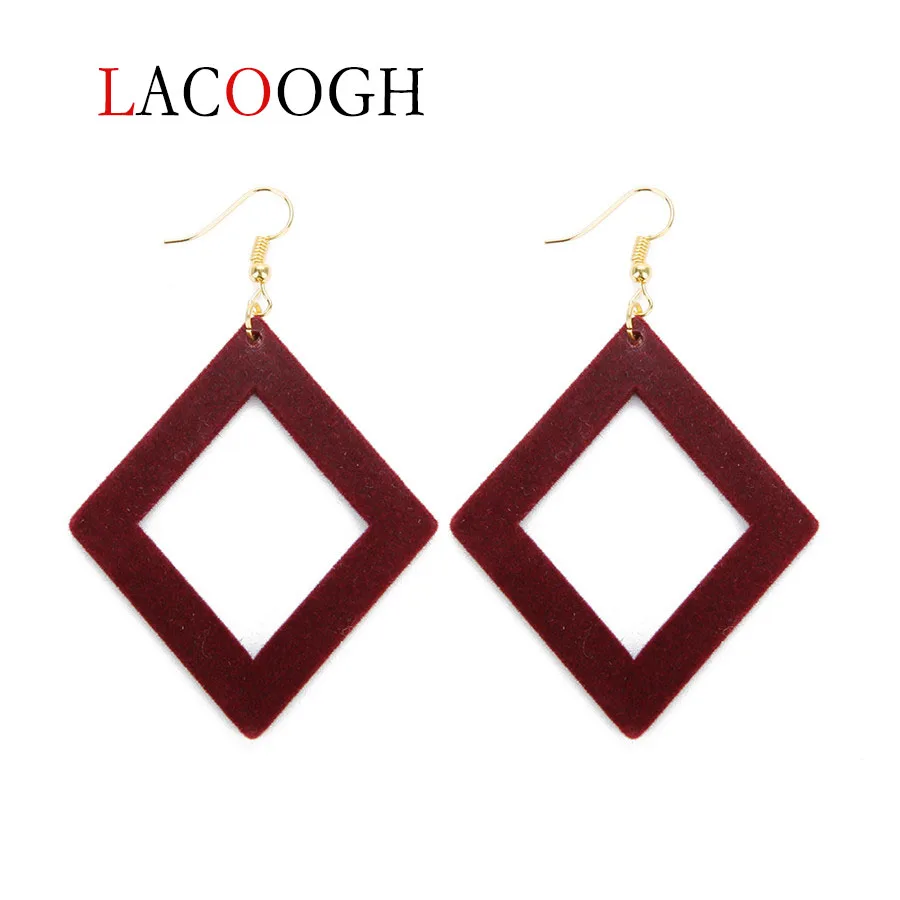 Женские серьги подвески Lacoogh 5x8 см серые коричневые флокированные Эффектные