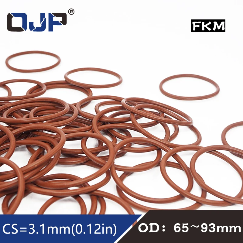 

2PCS/lot Fluorine rubber Ring Brown FKM O ring Seal CS:3.1mm OD65/70/77/80/93mm Rubber O-Ring Seal Oil Ring Fuel Gasket Washer