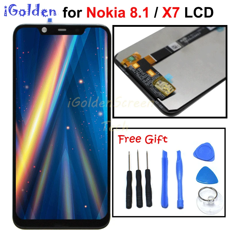 ЖК-дисплей 6 18 дюйма для Nokia 8 1 + дигитайзер сенсорного экрана в сборе запасные