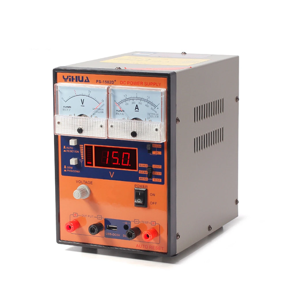 

Laboratory power supply YIHUA 1502D+ 15V 2A Adjustable DC Power Supply Regulated LCD Voltage Current Display Adjust