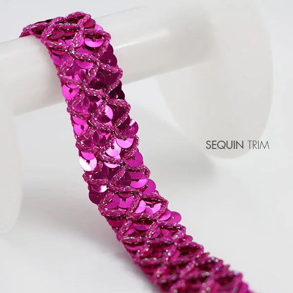 Блестящая ткань 3 ряда Роза кармин бисерная плетеная аппликация лента украшенная