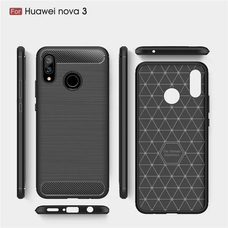 Чехол для телефона из углеродного волокна Huawei Nova 3 мягкий защитный чехол ТПУ
