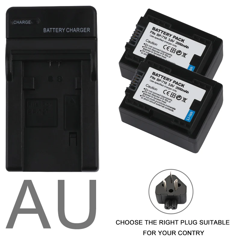 AU BP718 BP-745 BP745 BP-727 Батарея Зарядное устройство для Canon HF R306 M506 R32 R48 R38 M52 M56 M60 R36 R46, HF R306 - Цвет: AU