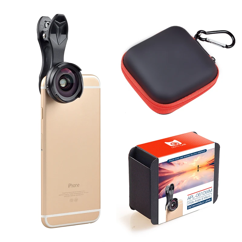 APEXEL Pro оптический объектив для смартфонов комплект 4 k HD 0.6x широкоугольный + 10x