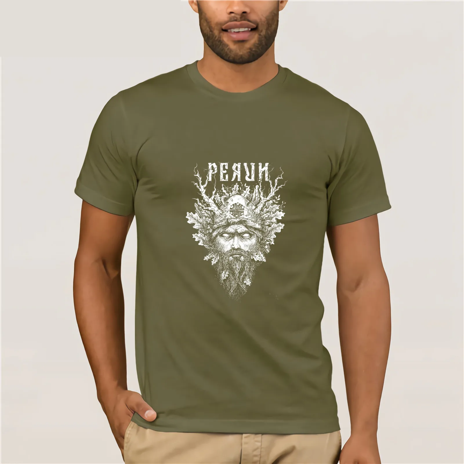 Perun-tee design for Tirval clothes хлопковая Футболка Молодежная трендовая Мужская футболка с