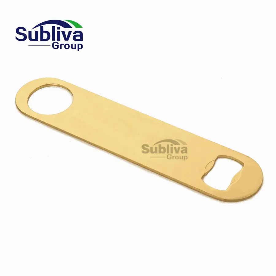 Gold Plated 1 шт. многофункциональная позолоченная открывалка для бутылок, большая плоская открывалка для бутылок из нержавеющей стали, инструмент для открывания пива и вина - Цвет: Gold Plated