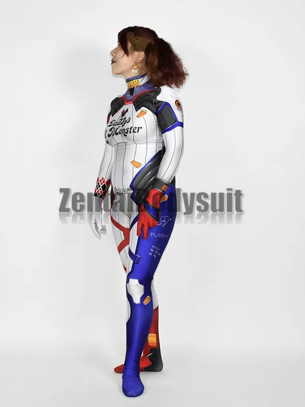 Костюмы Д. Ва Харли Квинн с 3D-принтом Zentai, боди DVA Harley, костюм для косплея на Хэллоуин, комбинезон