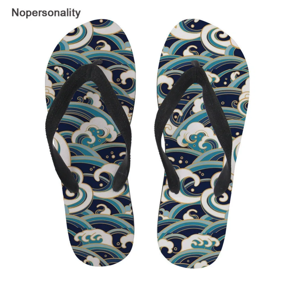Nopersonality женские резиновые шлепанцы на ремешке и плоской подошве Surf волна печать