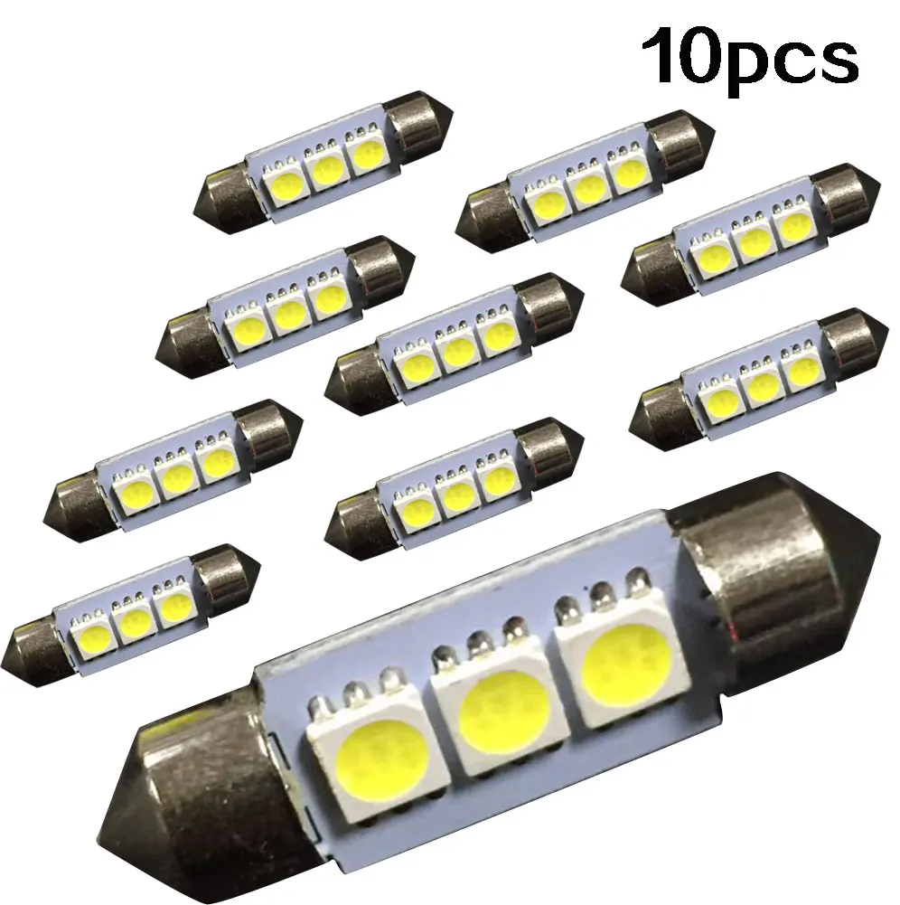 10 шт. 36 мм 3 SMD 5050 светодиодная лампа для автомобильного интерьера Festoon Dome