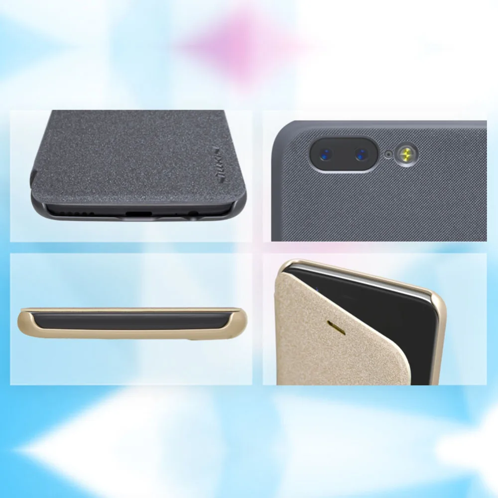 Чехол бампер Для One Plus 5 5.5 дюймов Nillkin Sparkle Искусственная кожа Смарт проснуться