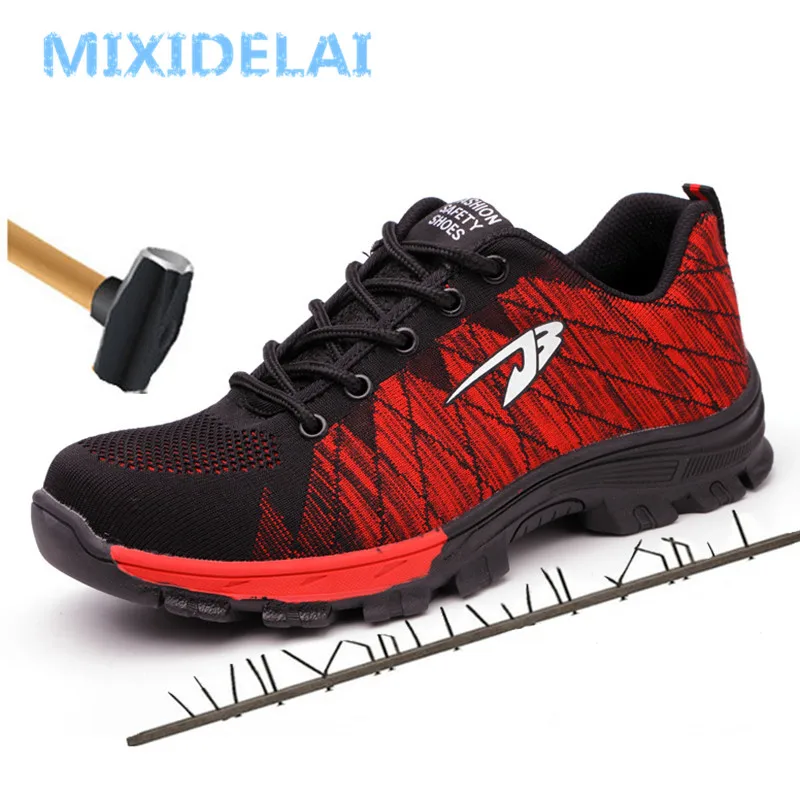 Мужские рабочие ботинки больших размеров с дышащей сеткой и стальным носком