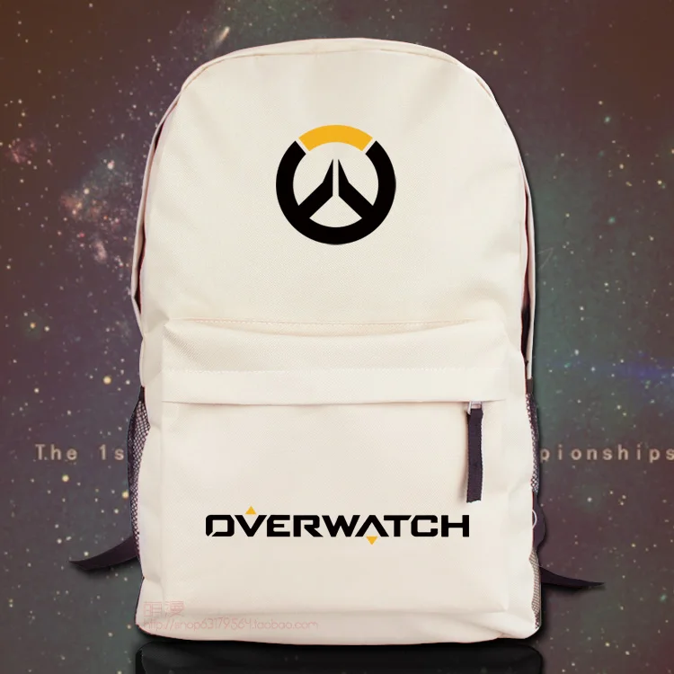 Для Overwatch Унисекс Рюкзак Нейлоновый Повседневный на молнии рюкзак для ноутбука подарок на день рождения игровой Черный Белый школьная сумка - Цвет: Бежевый