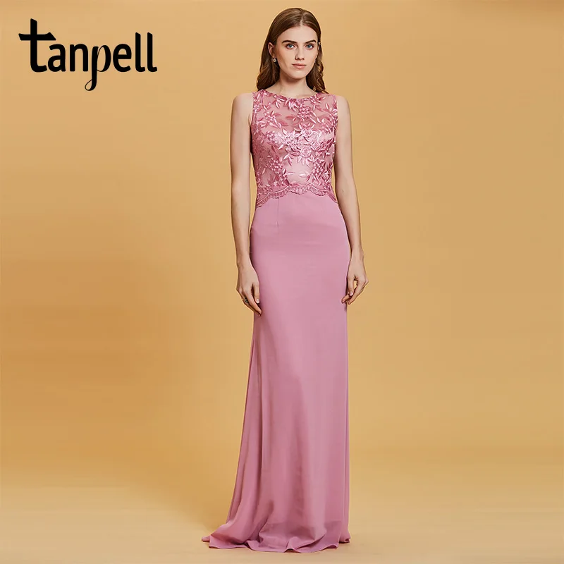 peach Tanpell для вечернего платья с вышивкой Персиковое без рукавов ТРАПЕЦИЕВИДНОЕ платье длиной до пола женские совки для официального торжества выпускного вечера длинное вечернее платье - Цвет: peach