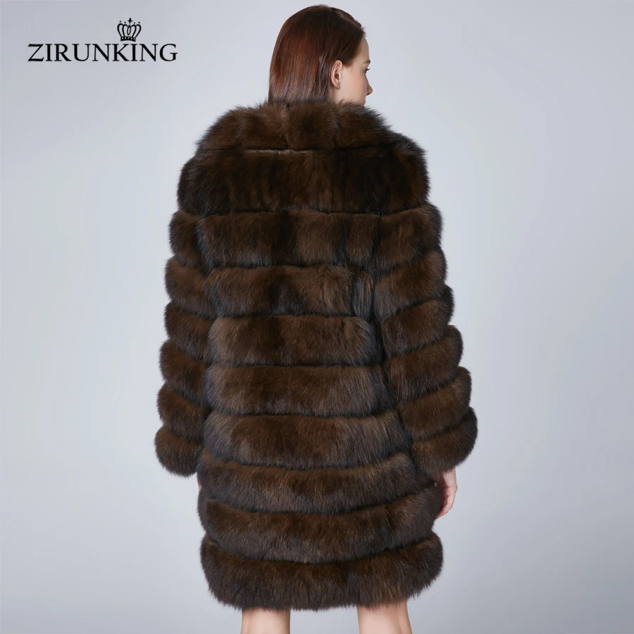ZIRUNKING Женское зимнее пальто с натуральным лисьим мехом, модное женское пальто с отложным воротником, Толстая теплая меховая верхняя одежда Natura, женские меховые пальто ZC1855
