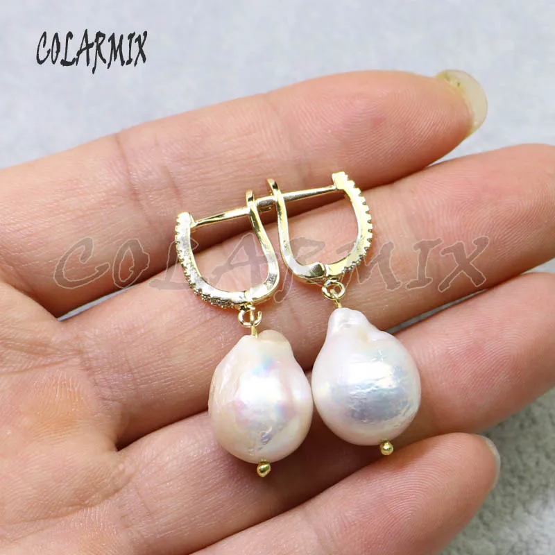 Серьги с натуральным жемчугом серьги крючками модные подарок для леди