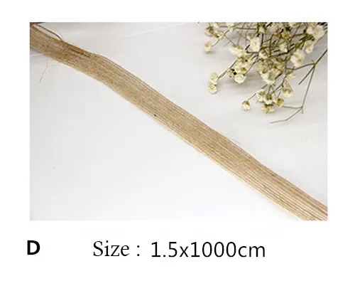 1.5cm Wide 10 м/лот Новое поступление лист натуральная гессианская сплетенная из джутовых нитей лента из мешковины DIY ремесло винтажное для домашнего украшения свадебной вечеринки - Цвет: 1.5cm Wide