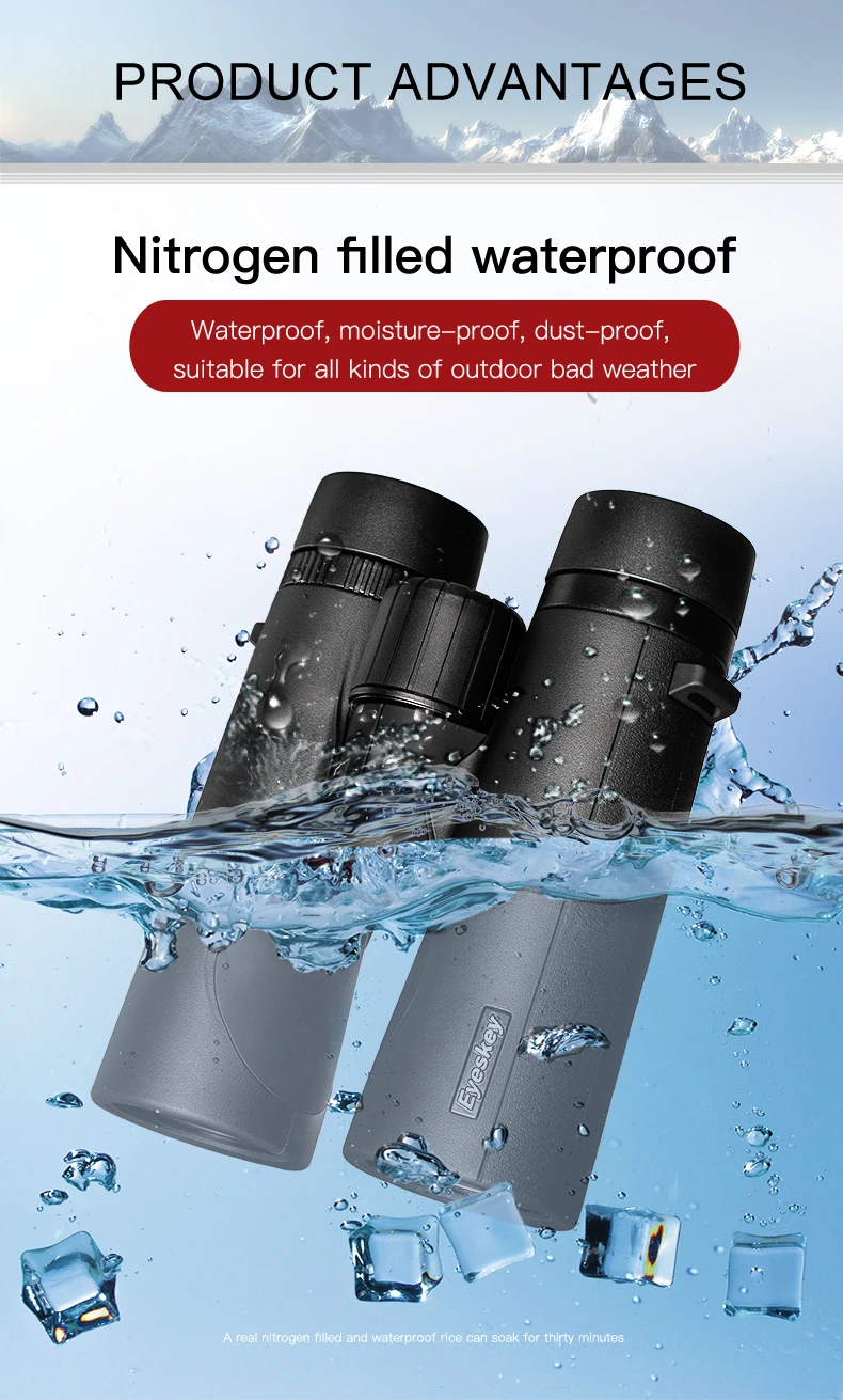 Eyeskey 10x42 IPX7 водонепроницаемый бинокль Bak4 Призма Оптика Высокая мощность телескоп для кемпинга Охота Открытый 2 цвета