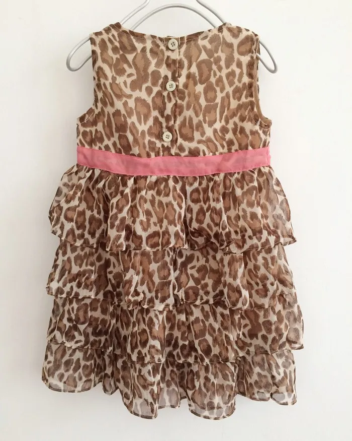 Розничная продажа хлопковое платье для девочек с леопардовым принтом платья