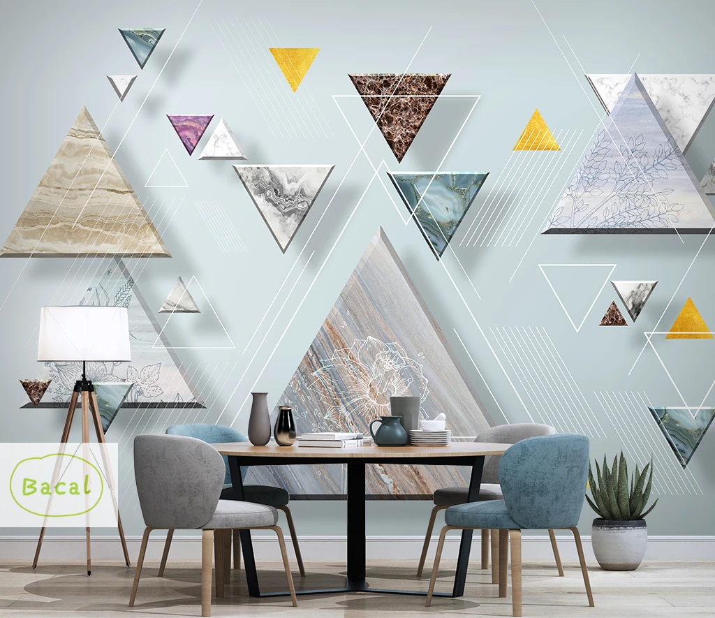 

Bacal New fashion personality wallpaper 3d Triangle mosaic modern minimalist geometric TV background wall paper home decor Mural