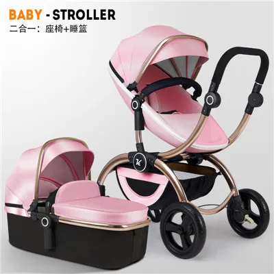 pink 2 in 1 Новая стильная детская коляска 3 в 1, складная детская коляска для автомобиля, независимая детская корзина для сна и автокресло - Цвет: pink 2 in 1