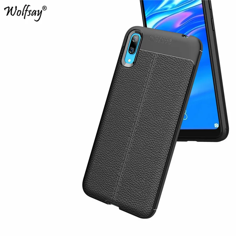 Для huawei Enjoy 9 чехол противоударный с узором Личи мягкий резиновый для телефона