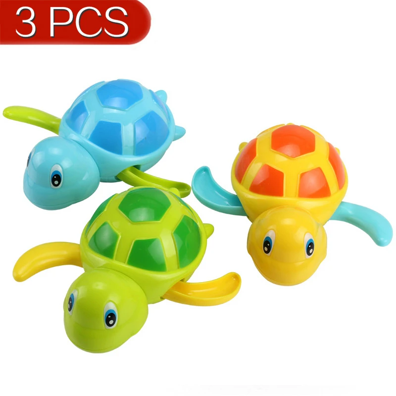 3PCS Детские Мультяшные морские животные Черепаха водная игрушка набор детский классический заводной плавательный душ для купания ванна пляжная Ванна игрушки для детей - Цвет: 3PCS