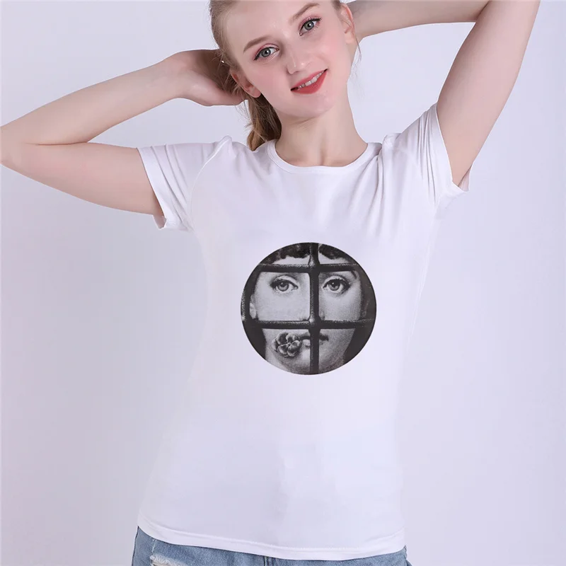 Lina Cavalieri Face летние футболки Модальные rosenthal Piero fornasetti Vogue Женская забавная белая футболка модная одежда уличная Футболка Топ - Цвет: 1
