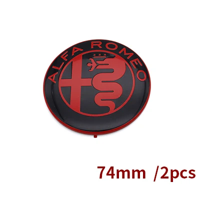 Красный 2 шт. 7,4 см ALFA ROMEO автомобилей Логотип эмблема значок наклейка для Mito 147 156 159 166 скидки черный белый Цвет 74 мм - Название цвета: Красный