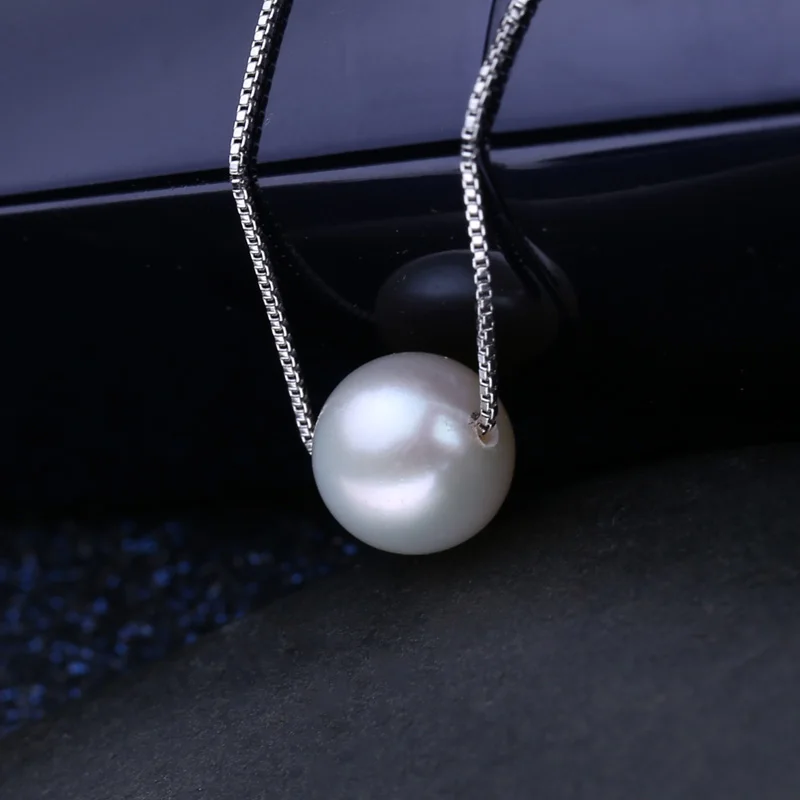 

FENASY New Custom Wedding Engagement Jewelry Classic Natural Round Pearl Necklaces for Women With 925 Sterling Silver Chain