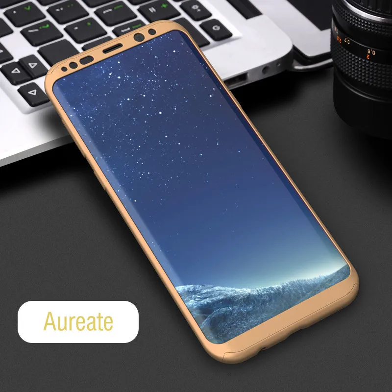 Gold 360 градусов противоударный чехол для samsung Galaxy S7 S7 край S8 S9 Plus Note 8 защитный чехол для samsung A3 A5 A7 - Цвет: Gold