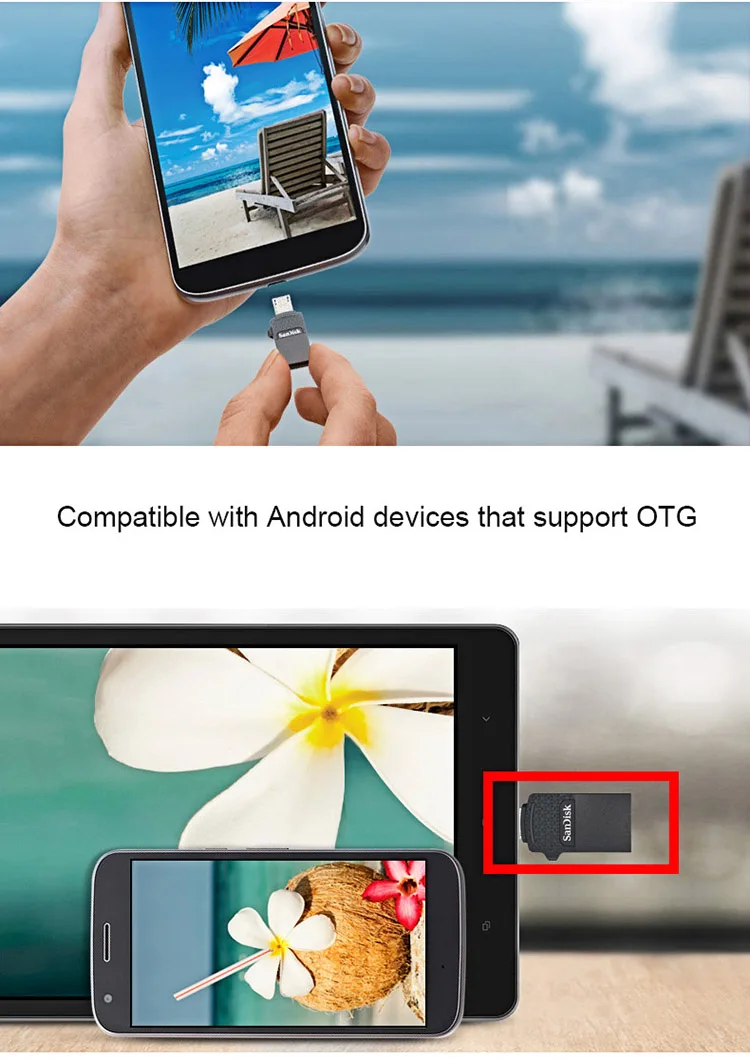 Двойной Флеш-накопитель SanDisk флеш-накопитель usb 32 Гб 64 Гб 128 ГБ высокоскоростной двойной OTG usb 2,0 флеш-накопитель для ноутбука телефон флеш-накопитель