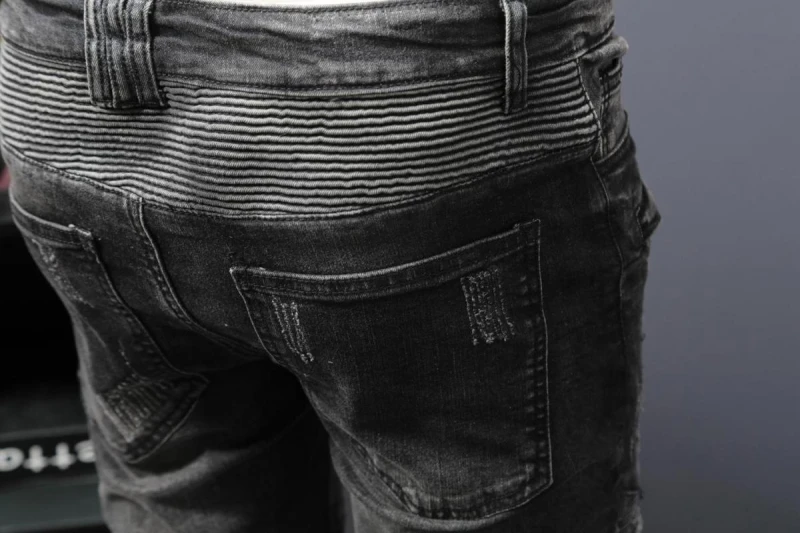 Винтажные, с дырами джинсы Для мужчин Классические Плиссированные Slim Fit джинсовые брюки для байкеров Street Стиль хип-хоп Жан женский джинсовый комбинезон мужской