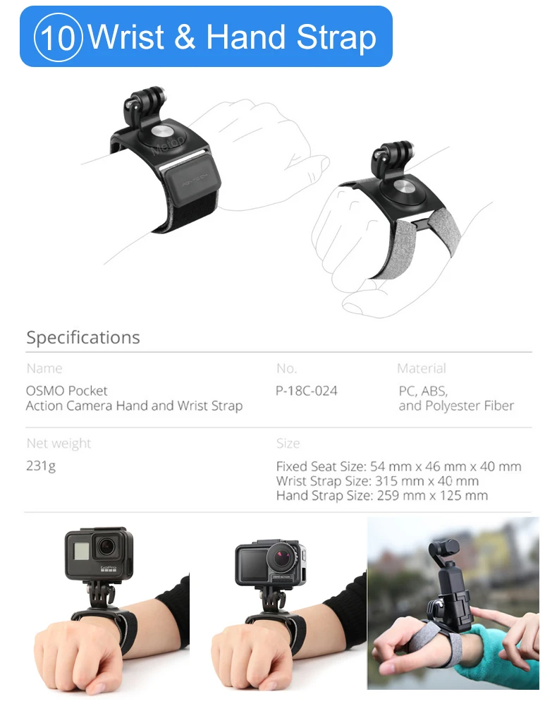 PGYTECH DJI Osmo экшн штатив селфи палка ремень держатель Чехол сумка для Gopro Hero 7 6 Insta360 One X Eken аксессуары для спортивной камеры
