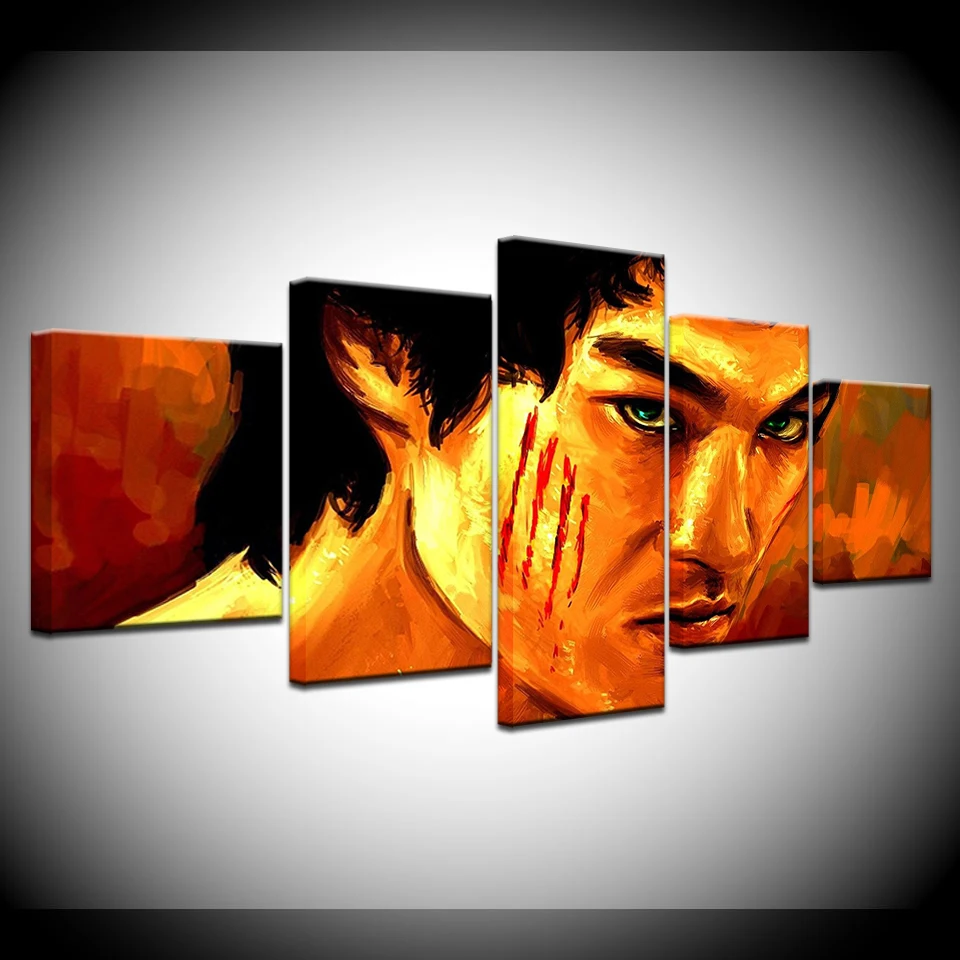 

Canvas Painting Bruce Lee Framed 5 Pieces Wall Art Painting Modular Wallpapers Poster Print for living room Home Decor