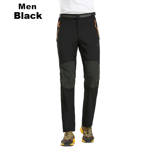 Men Black RAY GRACE уличные брюки летние мужские быстросохнущие походные брюки женские водонепроницаемые треккинговые брюки тянущиеся мужские спортивные брюки для рыбалки - Цвет: Men Black