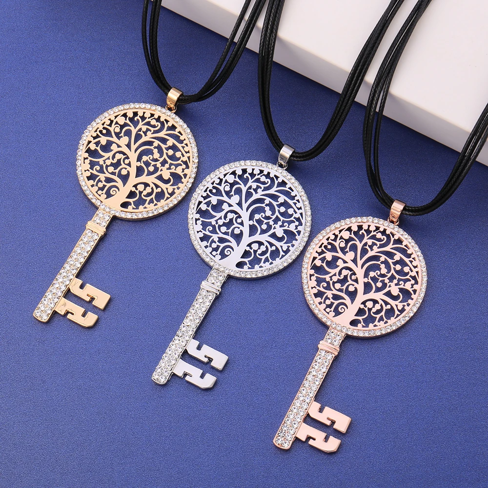 Роскошное женское ожерелье с подвеской в виде дерева жизни золотого и