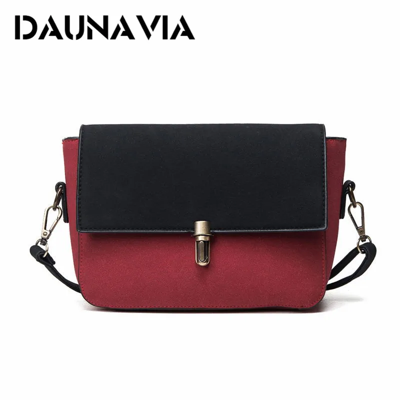 Daunavia женщин высокое качество сумки через плечо кожа контрастного цвета Crossbody для