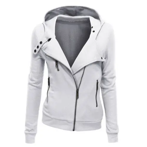 

Autumn&Winter Women Casual Long Sleeve Hoodies Hooded Jumpers Solid Basic Warm Zipper Detail Pullovers