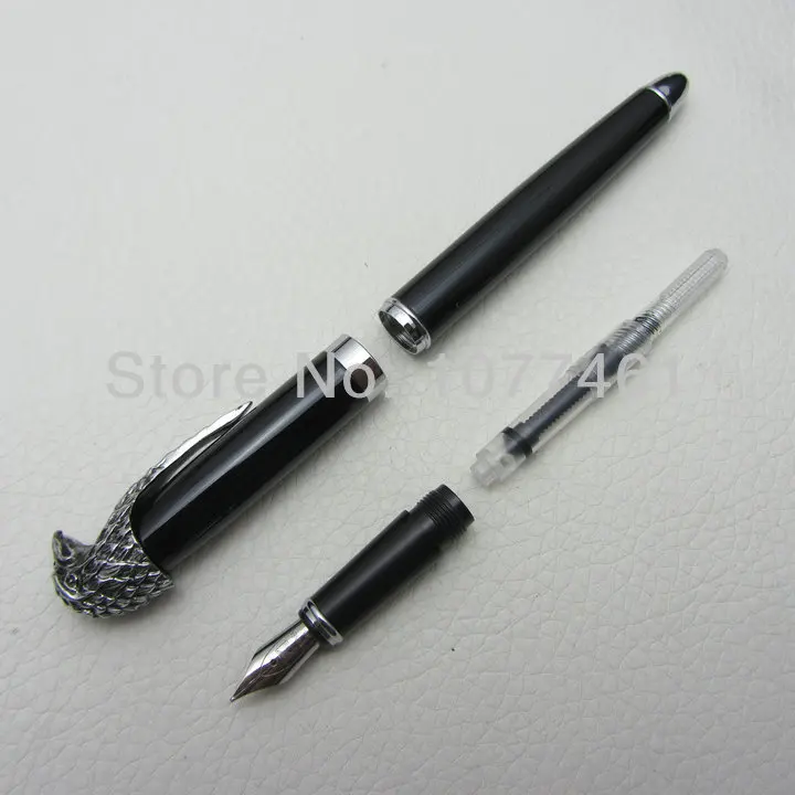 Перьевая ручка Fuliwen черная и американская перьевая с зажимом в виде головы
