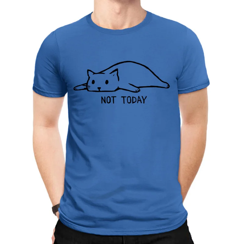 Мужская футболка Lazy Cat большого размера с забавным принтом 100% хлопок
