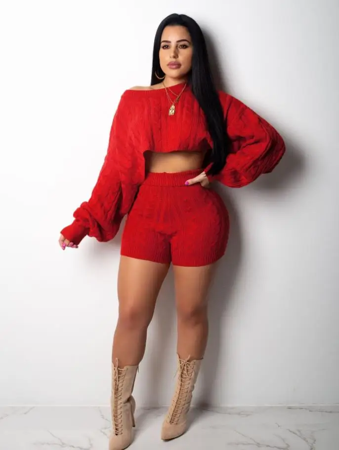 2 из двух частей комплект Женская одежда осень зима наряды вязаный свитер с